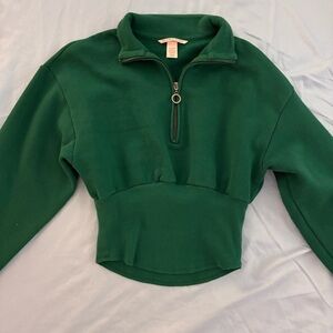 Victoria's Secret Green Fitted Half-Zip Sweatshirt